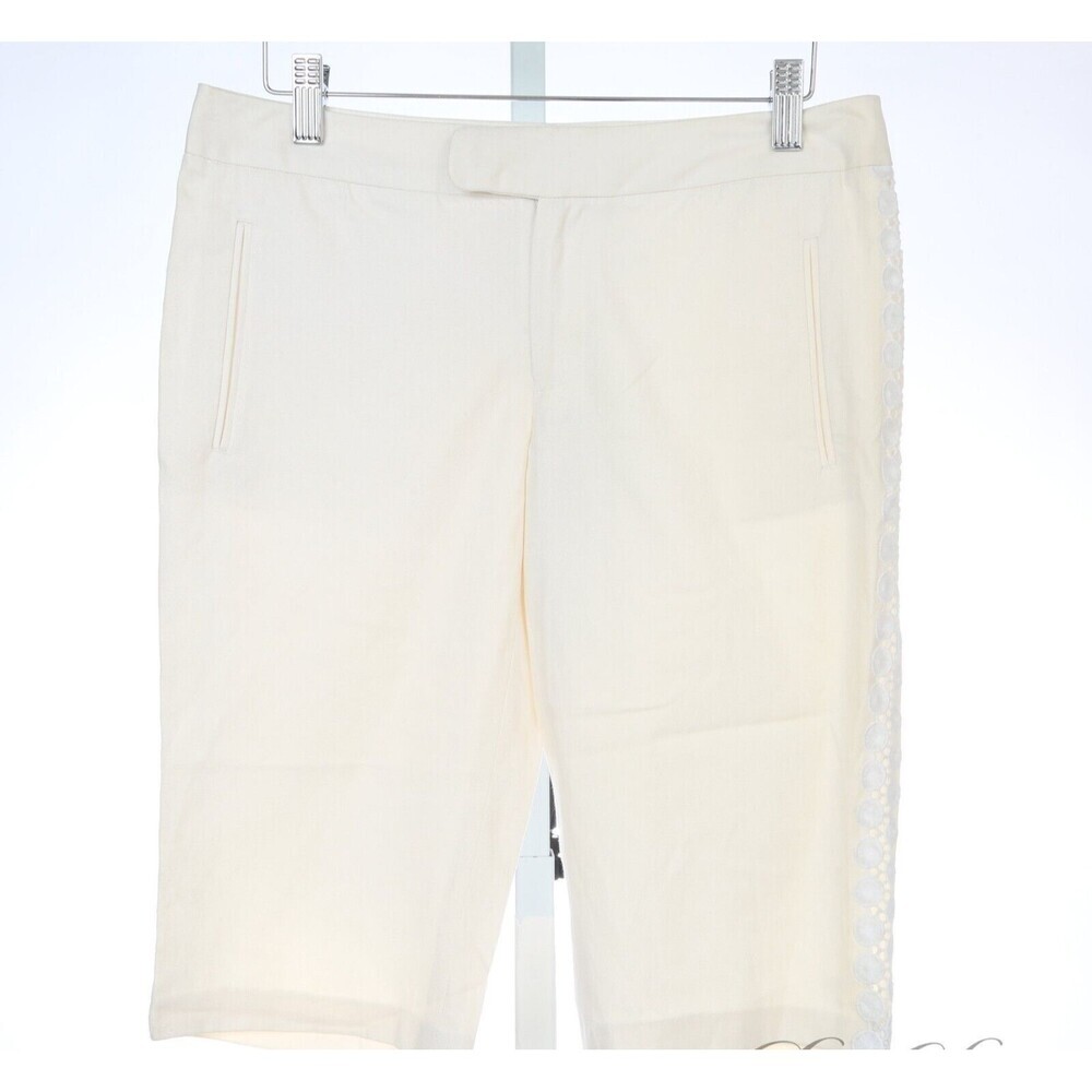 Catherine Malandrino White Eyelet Lace Side Stripe Shorts Womens Size 2 XS NWT